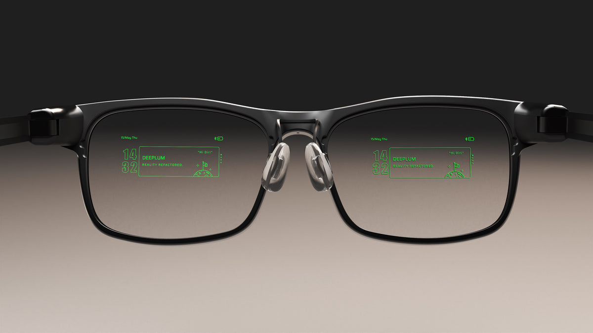 Information displayed in the lens of DEEPLUM F1 smart glasses.