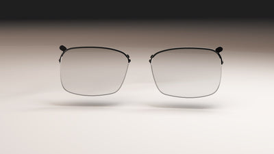 close-up of magnetic prescription lens with frame.