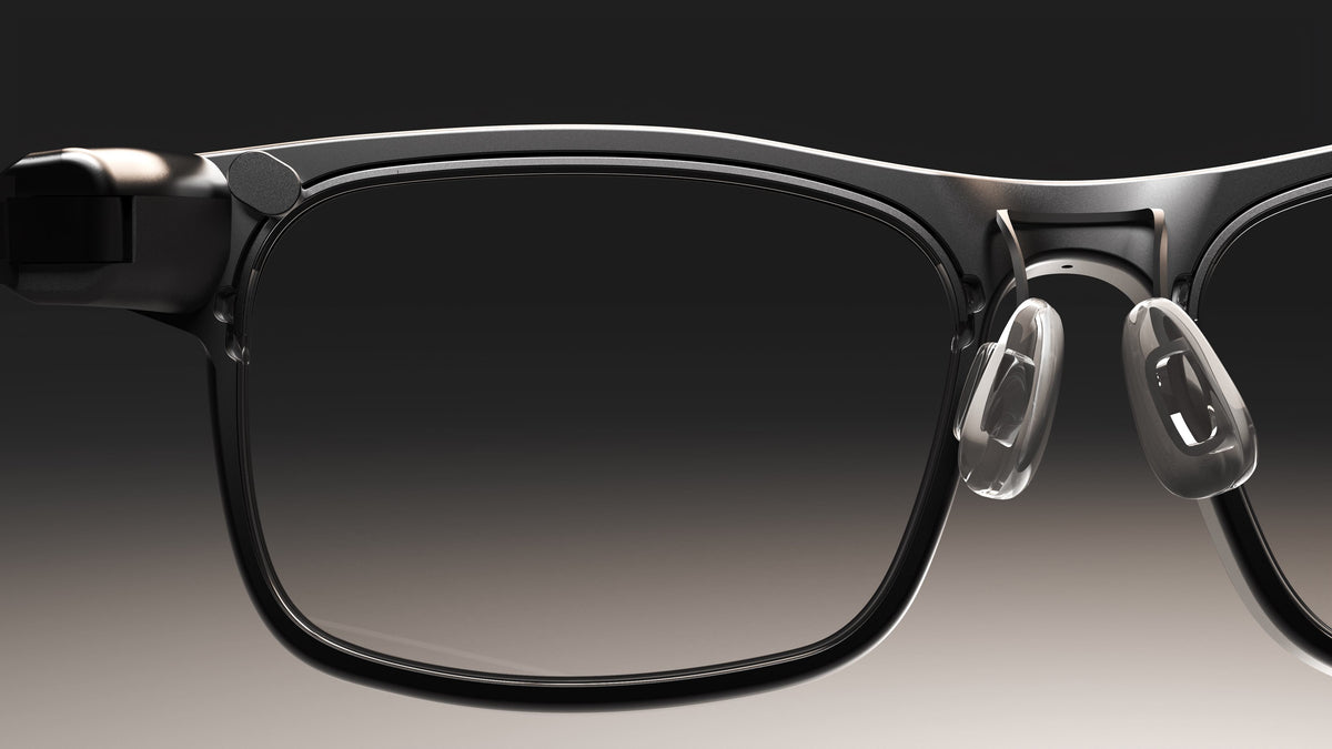 The inner frame of DEEPLUM F1 smart glasses with prescription lens installed.